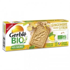 Gerblé biscuit bio gingembre saveur citron -43% de sucres 132g