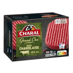 Charal Steak Haché Charolais pur bœuf surgelé Grand Cru 12% MG 10x100g