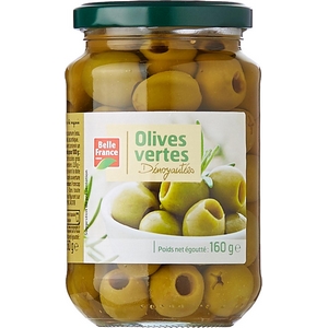 Olives vertes denoyotees belle france 160g