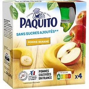 Paquito compote pomme banane gourde sans sucres ajoutés 4x90g (360g)
