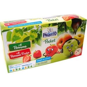 Paquito compote gourde pomme x6 pomme-fraise x6 12x90g