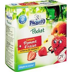 Paquito compote pomme-fraise gourde sans sucres ajoutées x4 360g