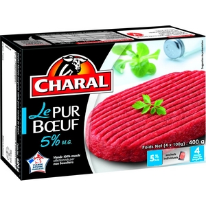 Steaks, haches, le pur bœuf, charal, 5% m.g 4x100g