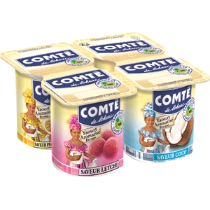 Comté yaourt aromatisés coco pêche-passion letchi 4x125g