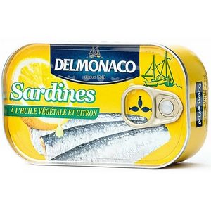 Delmonaco sardines à l'huile végétale et citron 125g