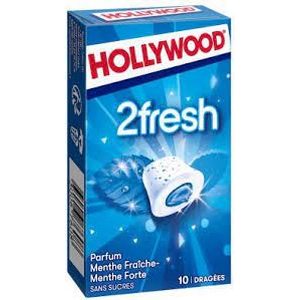 Hollywood 2fresh 10 dragées parfum menthe fraîche menthe forte sans sucres 22g