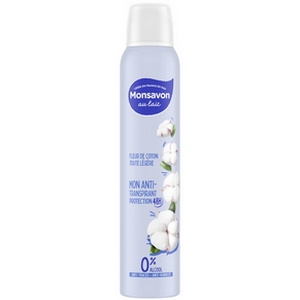 Déodorant anti-traces Monsavon au lait fleur de coton 0% alcool 200ml